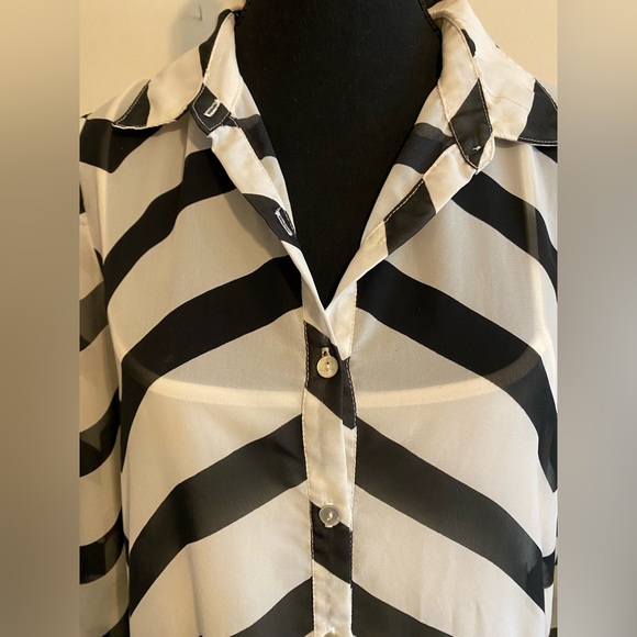 Striped black and White Preppy Women’s mini dress medium - Picture 3 of 6